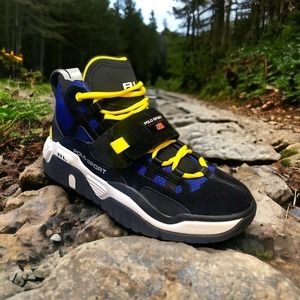 RARE Polo Sport Ralph Lauren Mens 12 Strap Suede Sneaker Black Blue PS100 Boot